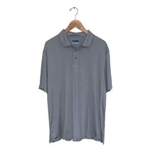 PGA‎ Tour  Striped Golf Polo Men's Size Extra Large Grey & White Shirt Top